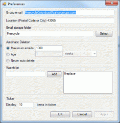 Settings dialog